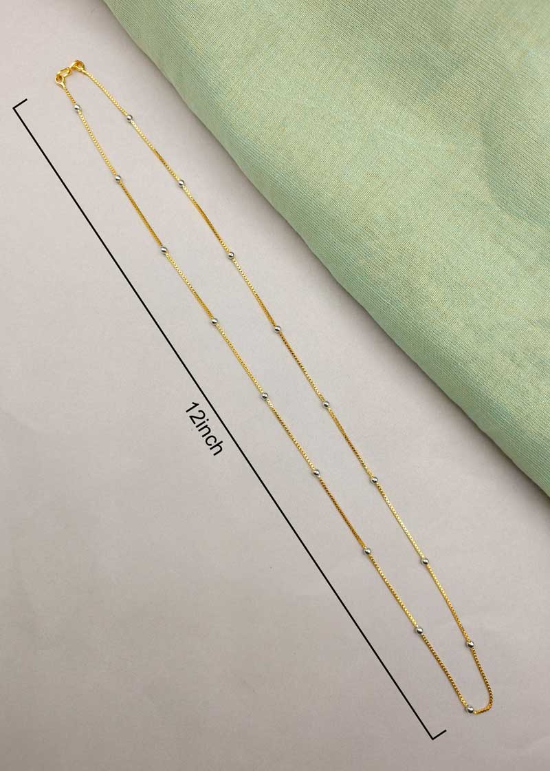 Gold And Silver Plated Box Link With Silver Ball Women Chain