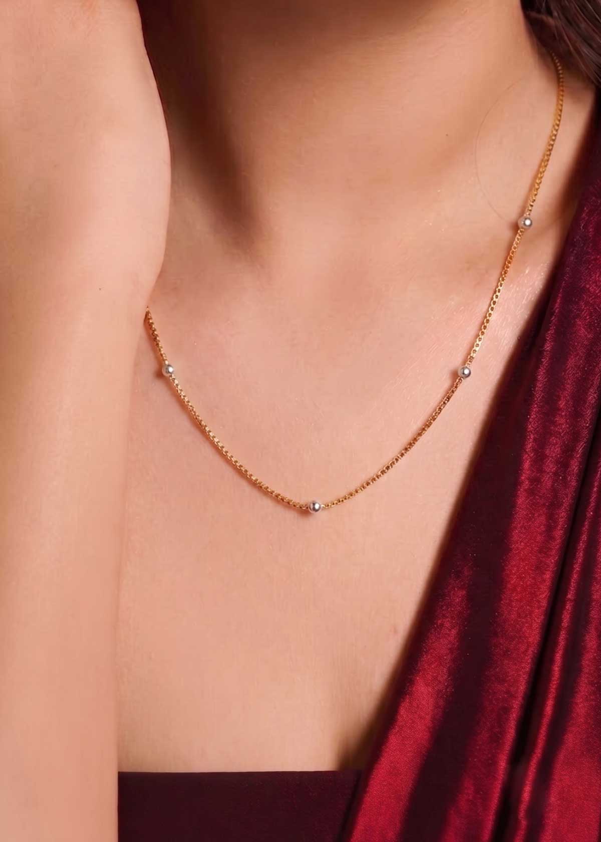 Box Link With Silver Ball Women Chain