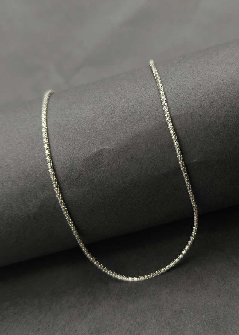 92.5 Sterling Silver Simple Box Weave Pattern Women Chain