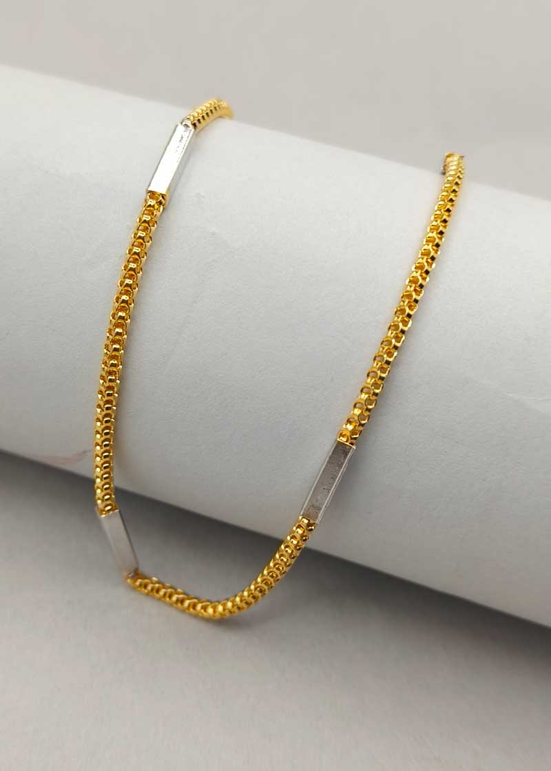 Gold And Silver Plated Unique Sleek Bar Link Women Chain