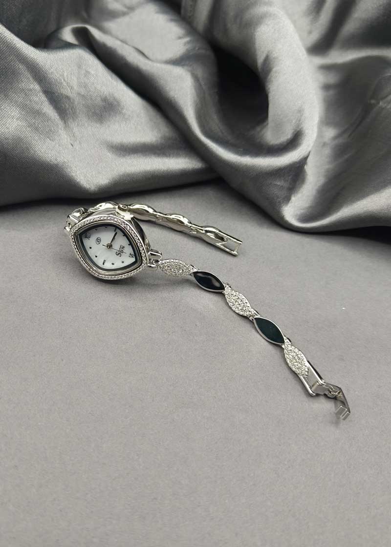 92.5 Sterling Silver Elegant Cubic Zircon Women Watch