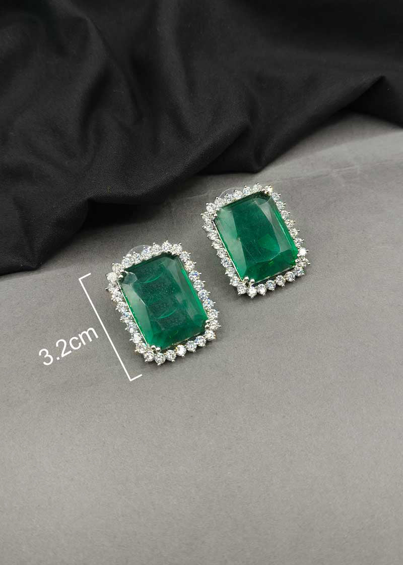 Luxury Emerald Cut Cubic Zircon Silver Plated Choker Necklace Set