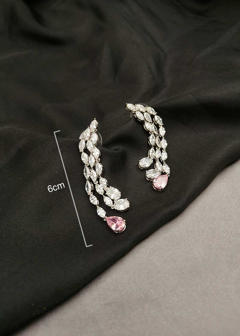 Marquise Cut Multi Row Lace Diamond Silver Plated Choker Necklace Set