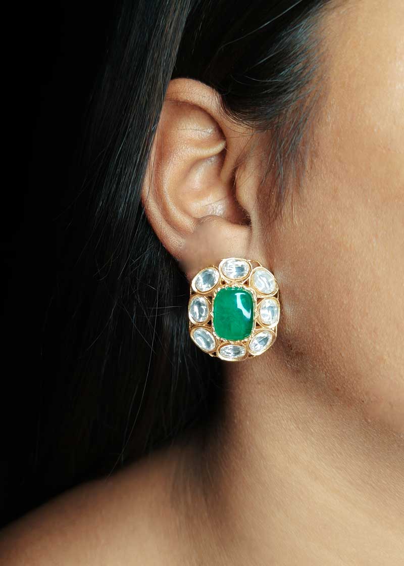 Kundan Polki Gold Plated Choker Necklace Set With Side Pearl Strands