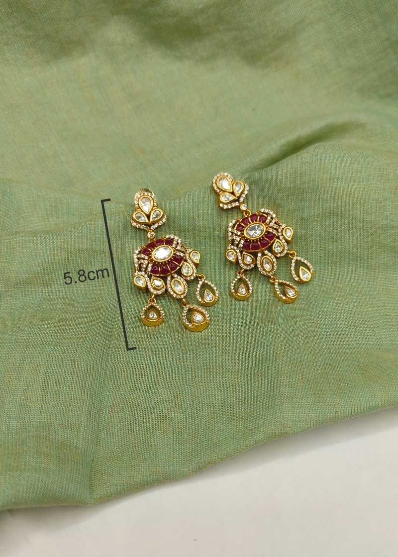 Shimmering Kundan Polki Cubic Zircon And Fine Small Pearls Gold Plated Choker Necklace Set