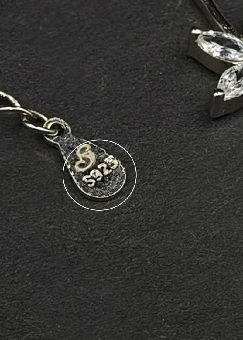 92.5 Sterling Silver Marquise Diamond And Graceful Floral Pearl Drop Necklace Set