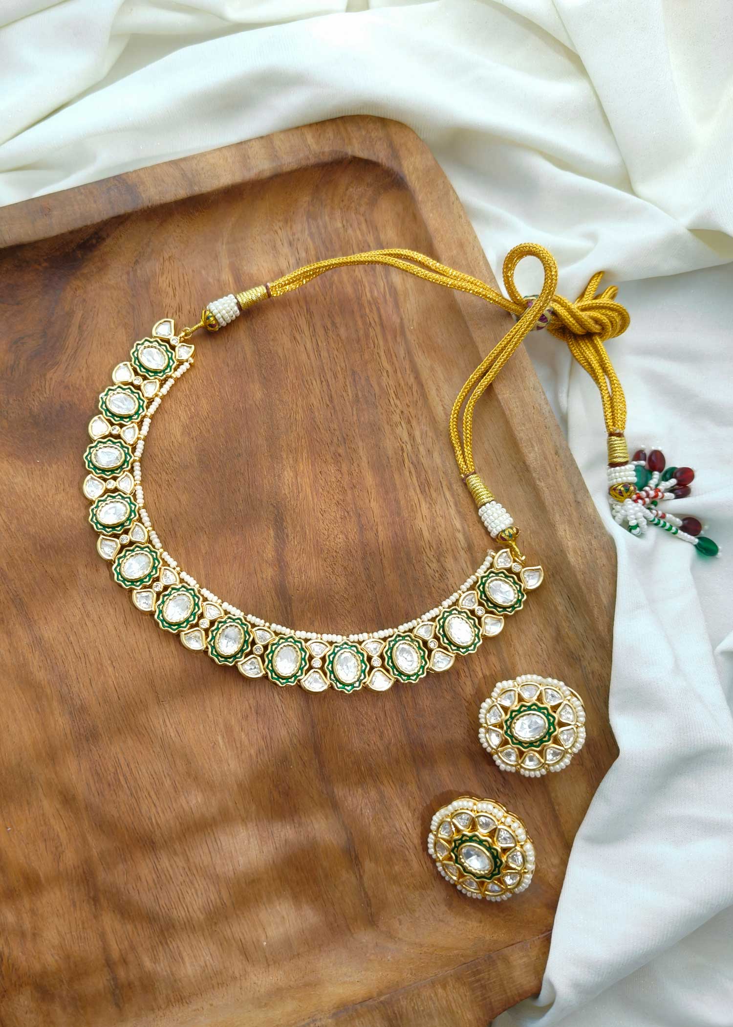 Gold Plated Kundan Short Necklace Set