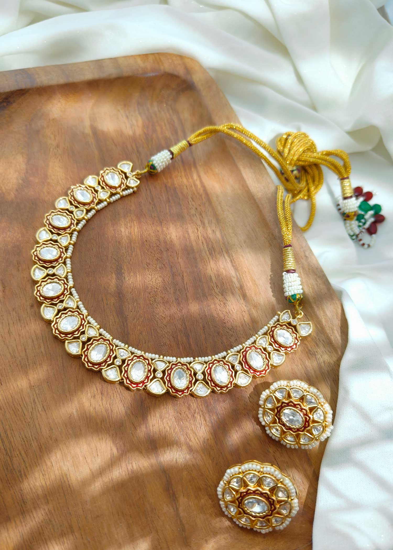 Gold Plated Kundan Short Necklace Set