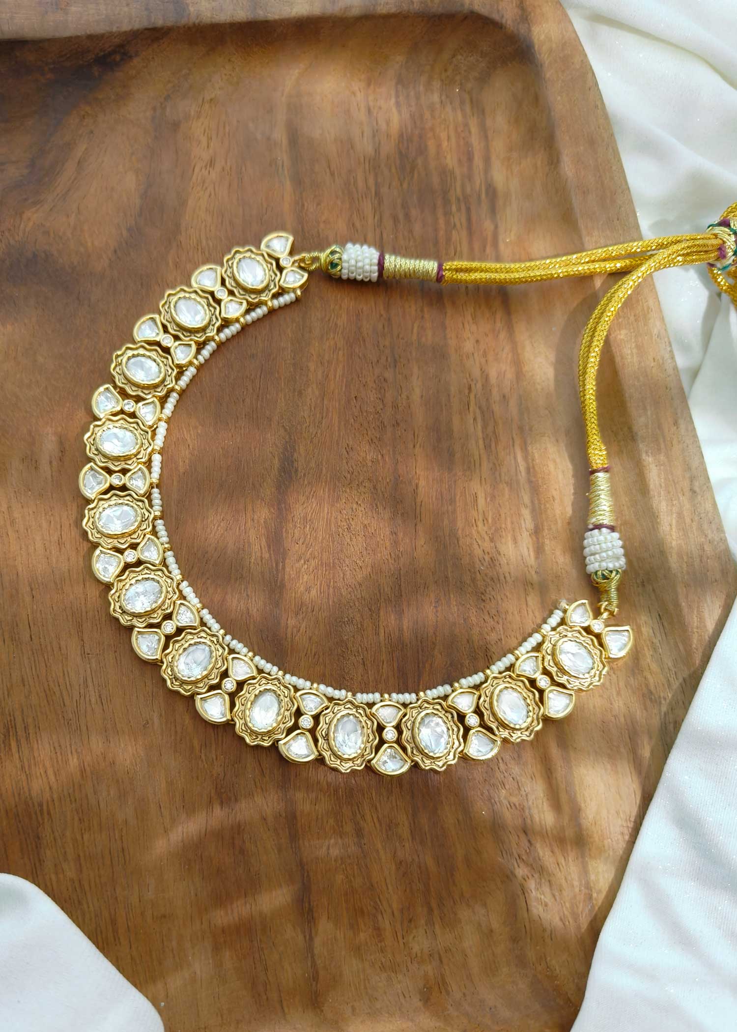 Gold Plated Kundan Short Necklace Set