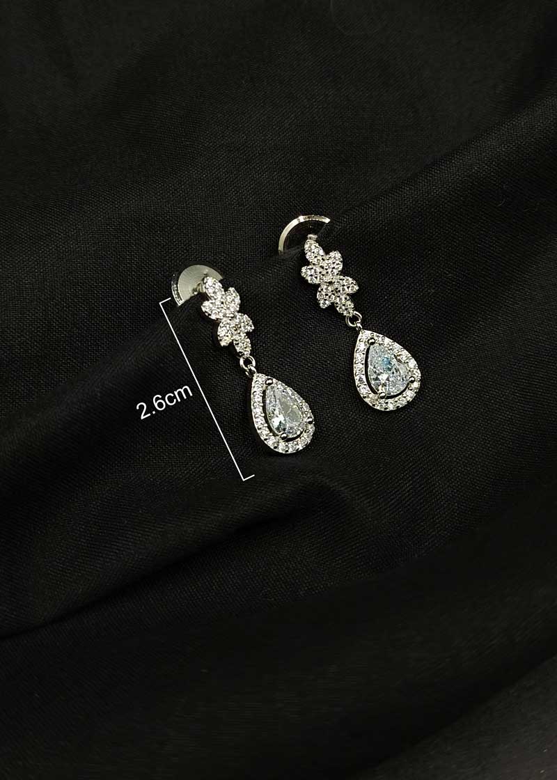 92.5 Sterling Silver Double Layer Drop Shape Cubic Zircon Necklace Set