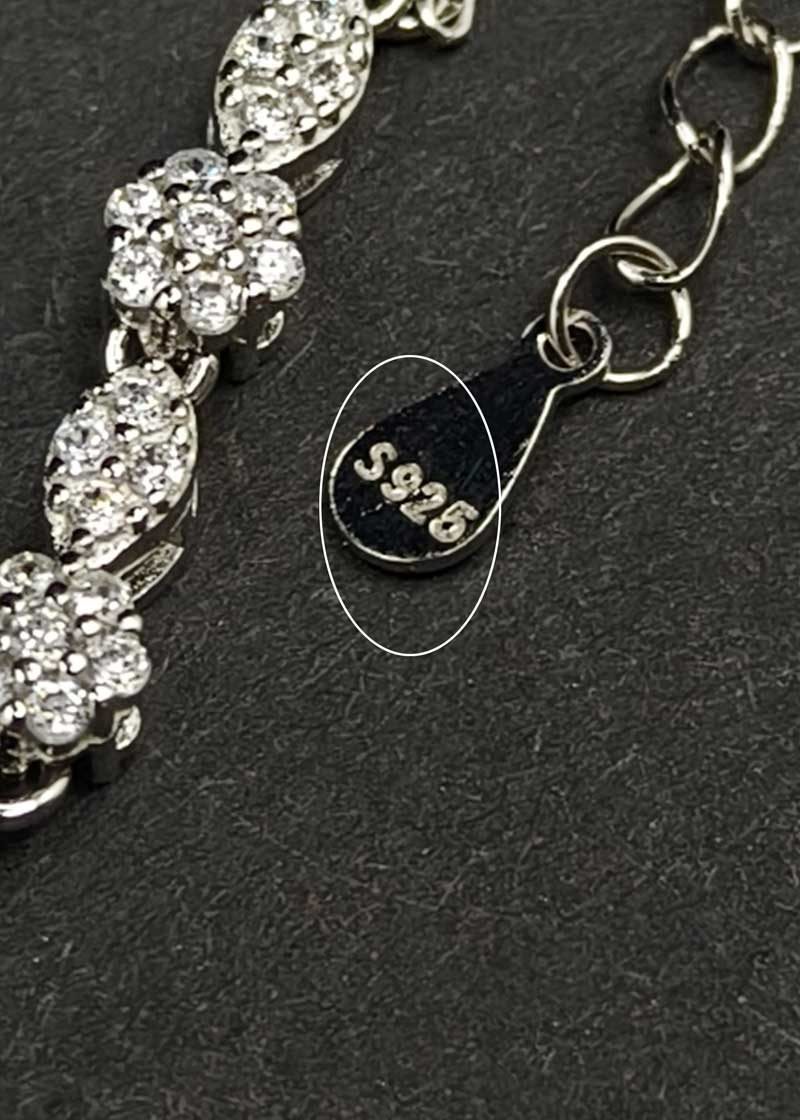 92.5 Sterling Silver Double Layer Drop Shape Cubic Zircon Necklace Set