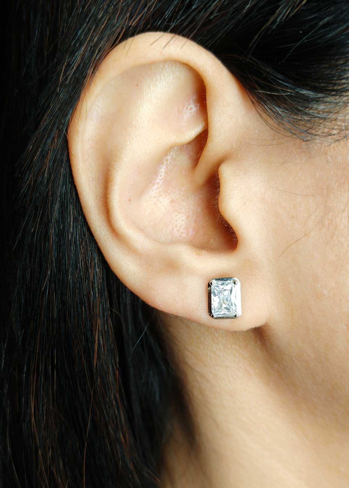 92.5 Sterling Silver Rectangular Cubic Zircon Necklace Set