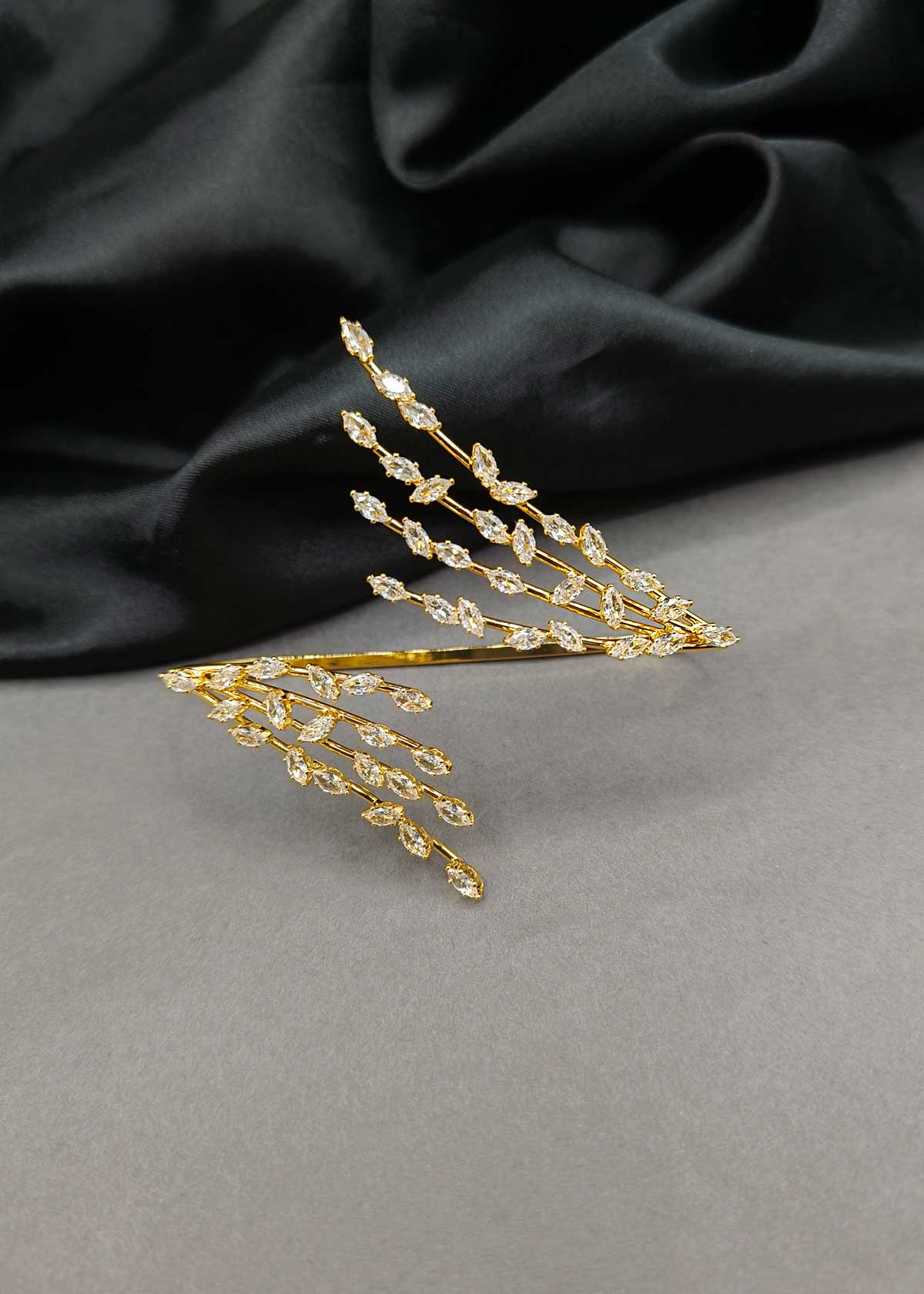 Designer Marquise Diamond Gold Plated Hand Cuff Palm Bracelet