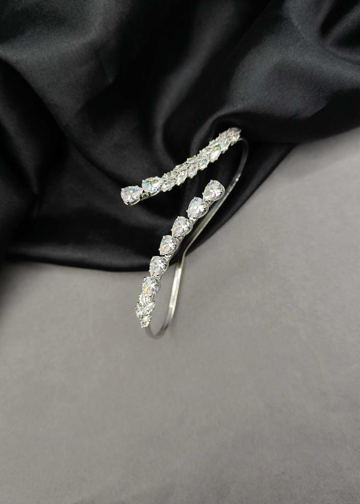 Marquise And Teardrop Shaped Diamond Duel Plated Hand Cuff Palm Bracelet