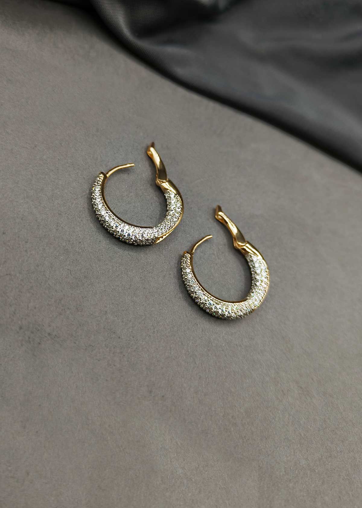 Classy Cubic Zircon Gold And Silver Plated Bali Earrings For Women