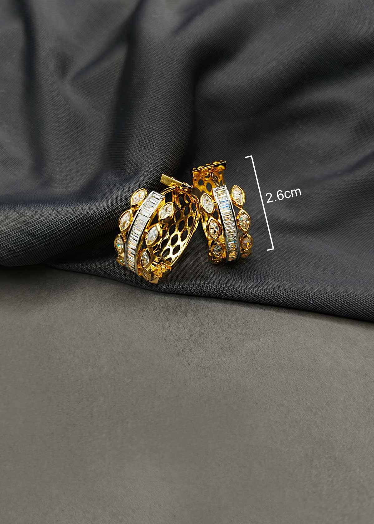 Elite Two Tone Marquise Cut Cubic Zircon Bali Earrings For Women