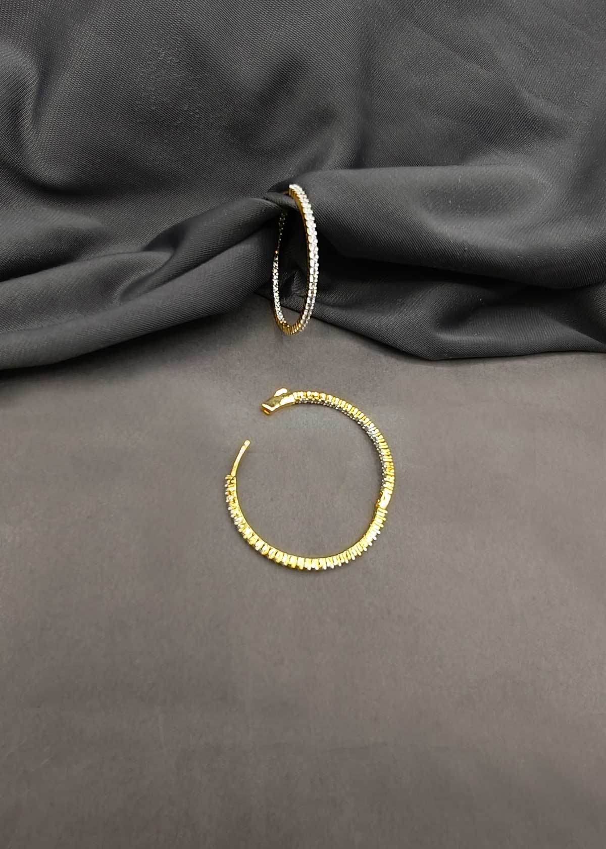 Radiant Pavé Set Diamond Gold And Silver Plated Hoop Earrings For Women
