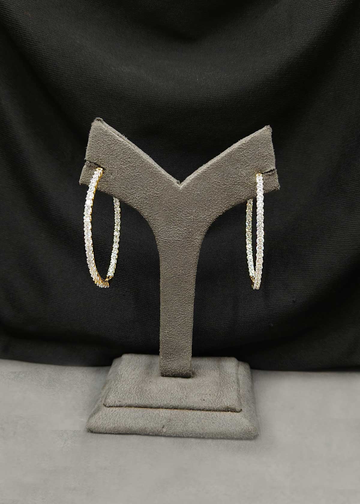 Oversized Dual Tone Cubic Zircon Big Hoop Earrings For Women