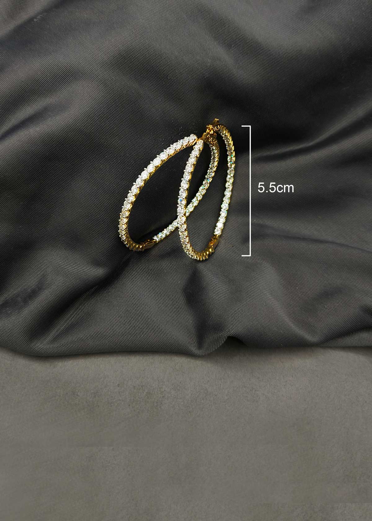 Oversized Dual Tone Cubic Zircon Big Hoop Earrings For Women