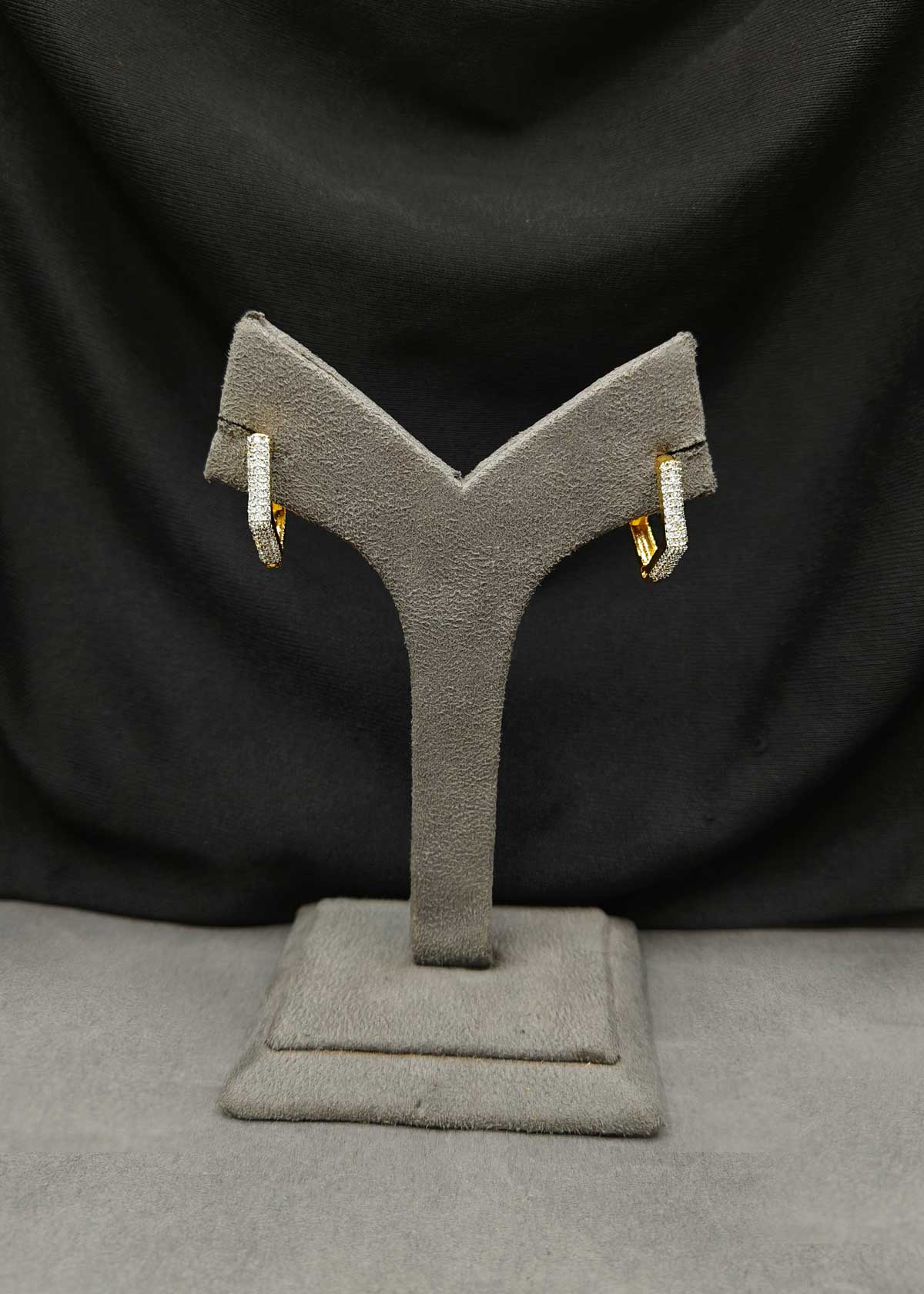 Geometric Micro Pave Diamond Gold And Silver Plated Bali Earrings For Women