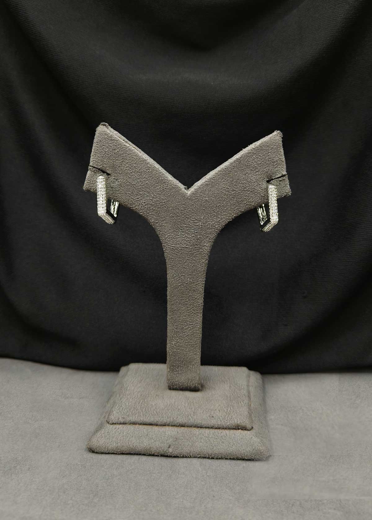 Geometric Micro Pave Diamond Gold And Silver Plated Bali Earrings For Women