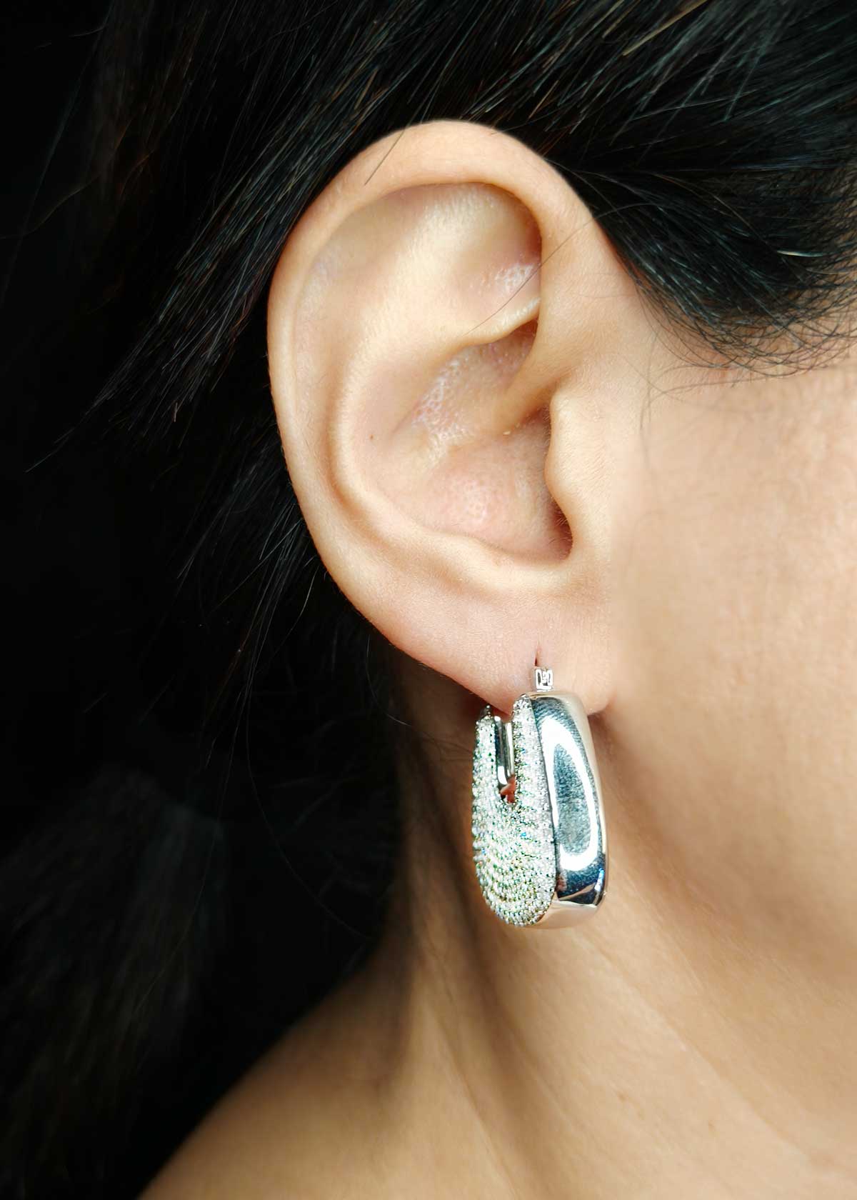 Modern U Shape Gold and Silver Plated Diamond Style Bali Earrings For Women