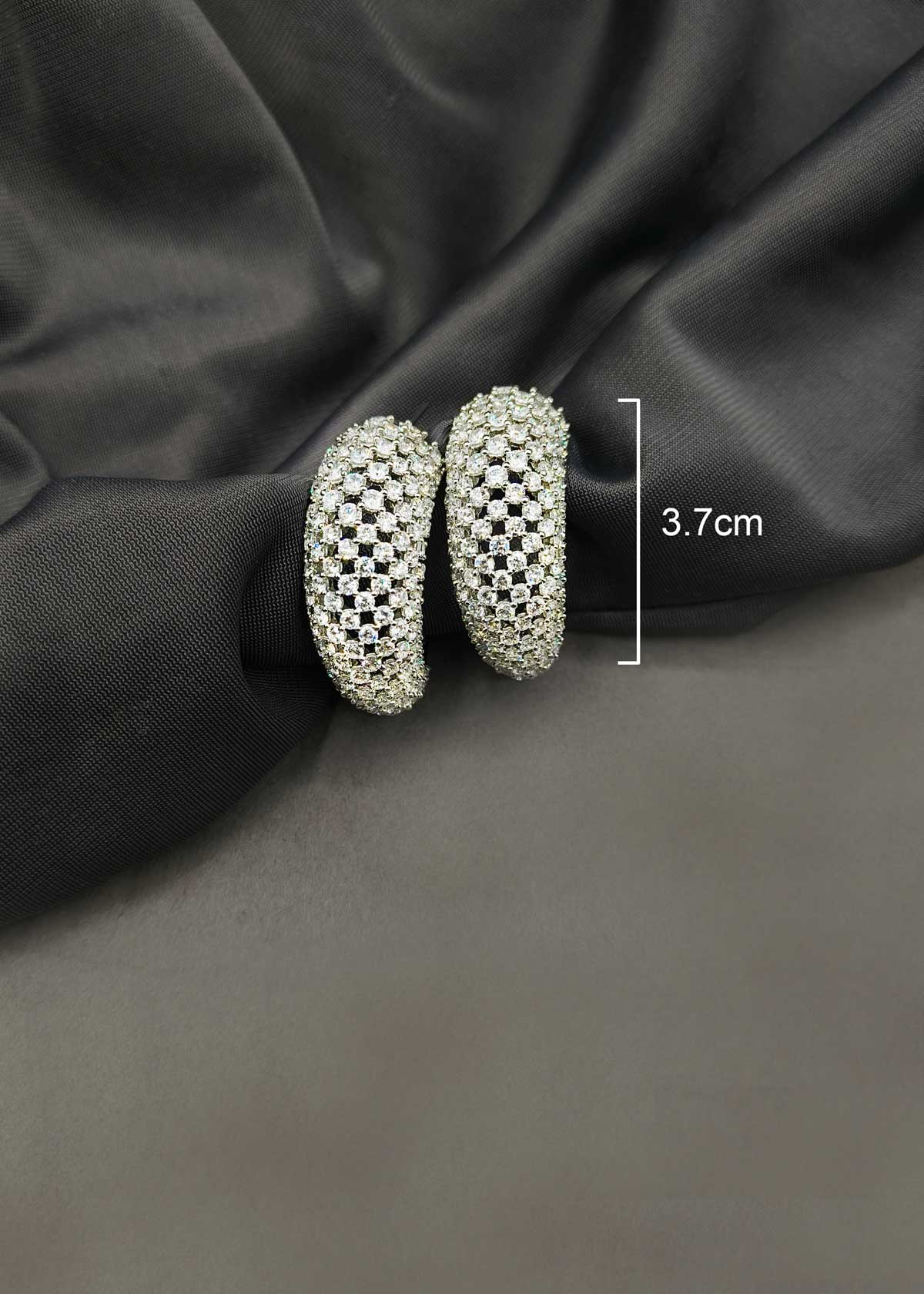 Two Tone Fancy Broad C shape Diamond Bali earring For Women