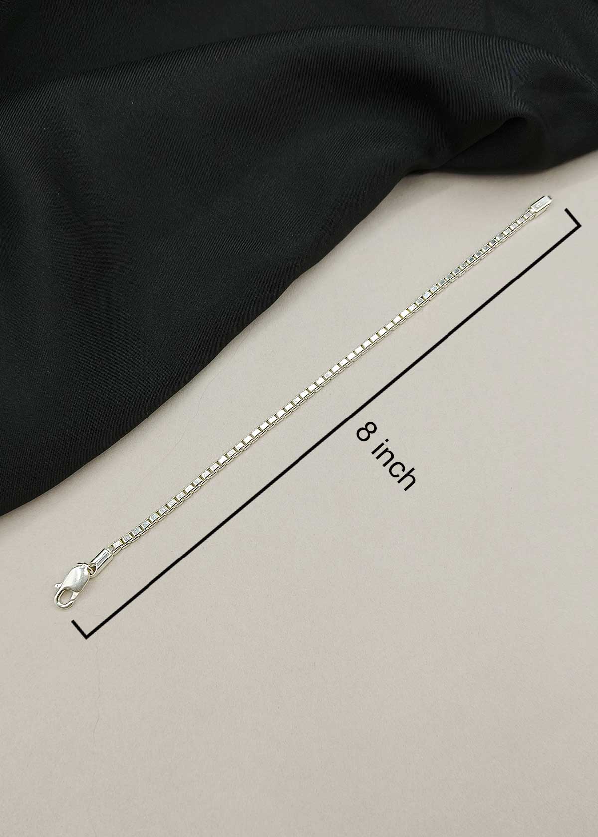 92.5 Sterling Silver Sleek Linear Chain Loose Bracelet For Men