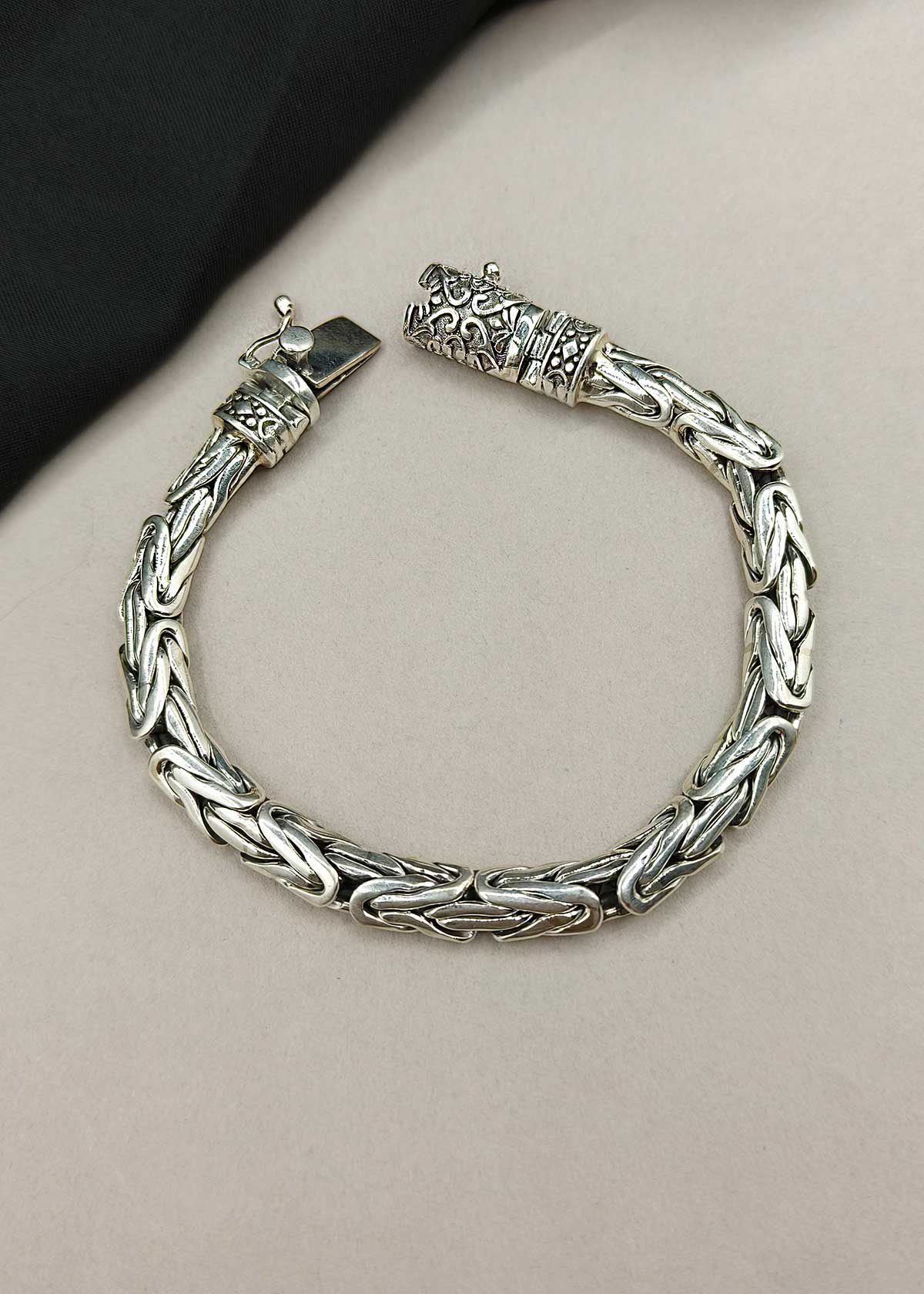 92.5 Sterling Silver Vintage Inspired Oxidized Heavy Link Men’s Bracelet