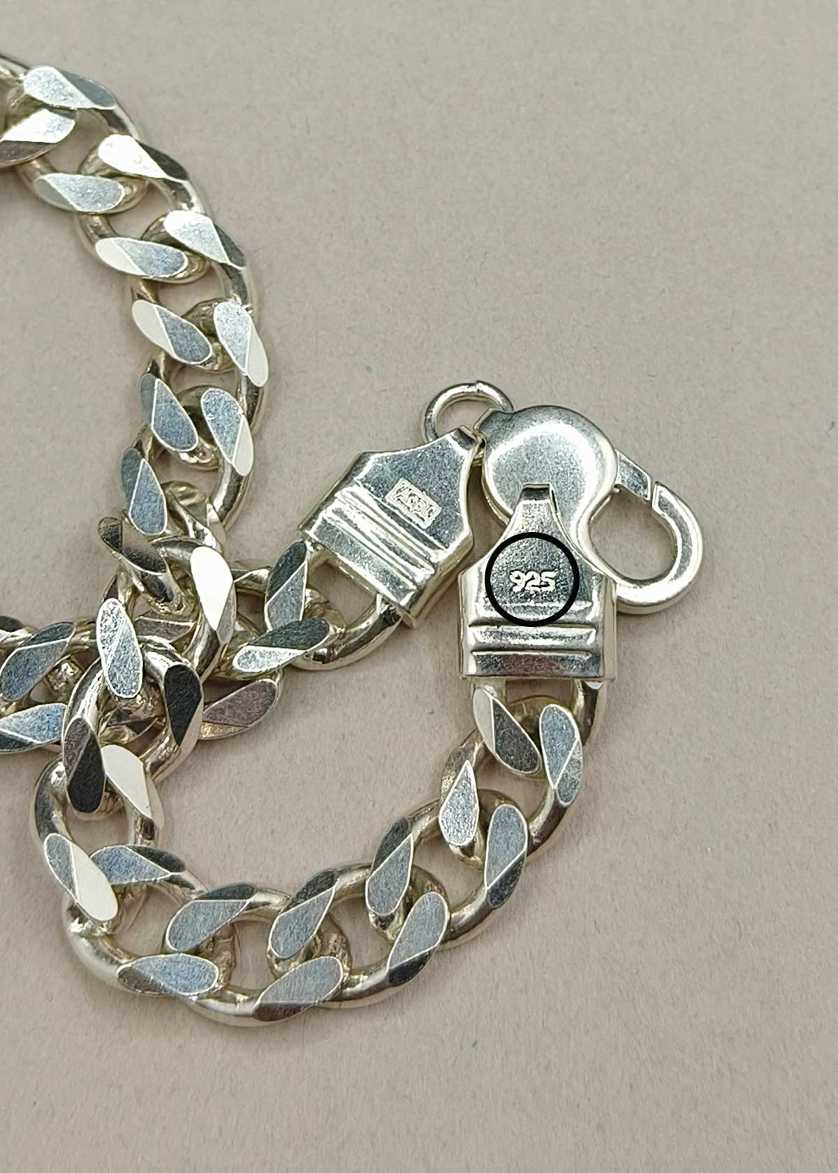 92.5 Sterling Silver Bold Curb Link Style Loose Bracelet For Men