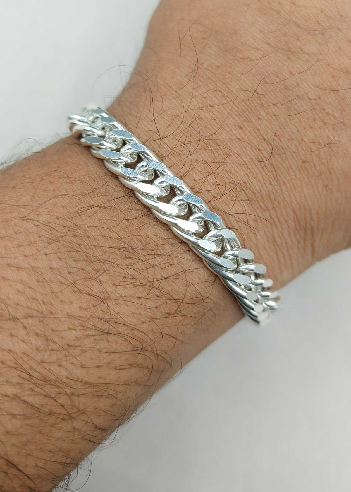 92.5 Sterling Silver Classic Flat Link Design Men's Loose Bracelet