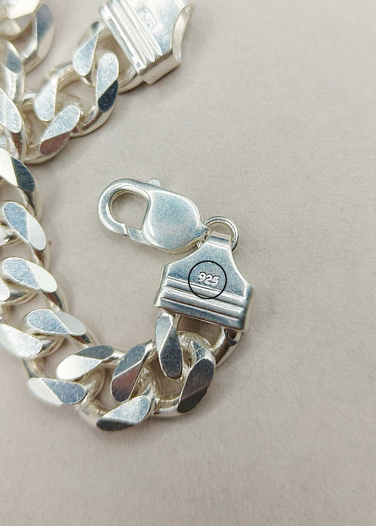 92.5 Sterling Silver Bold Curb Chain Men’s Loose Bracelet