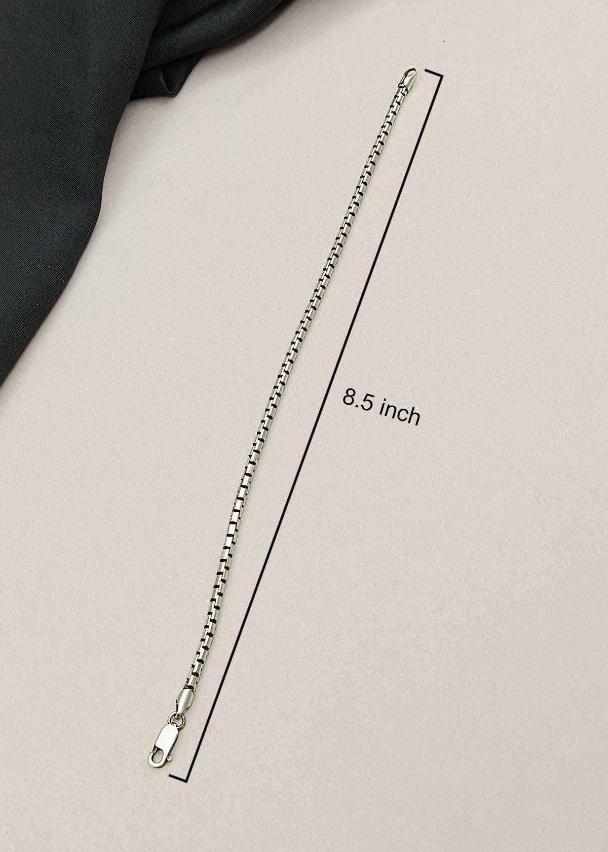 92.5 Sterling Silver Box Chain Loose Bracelet For Men