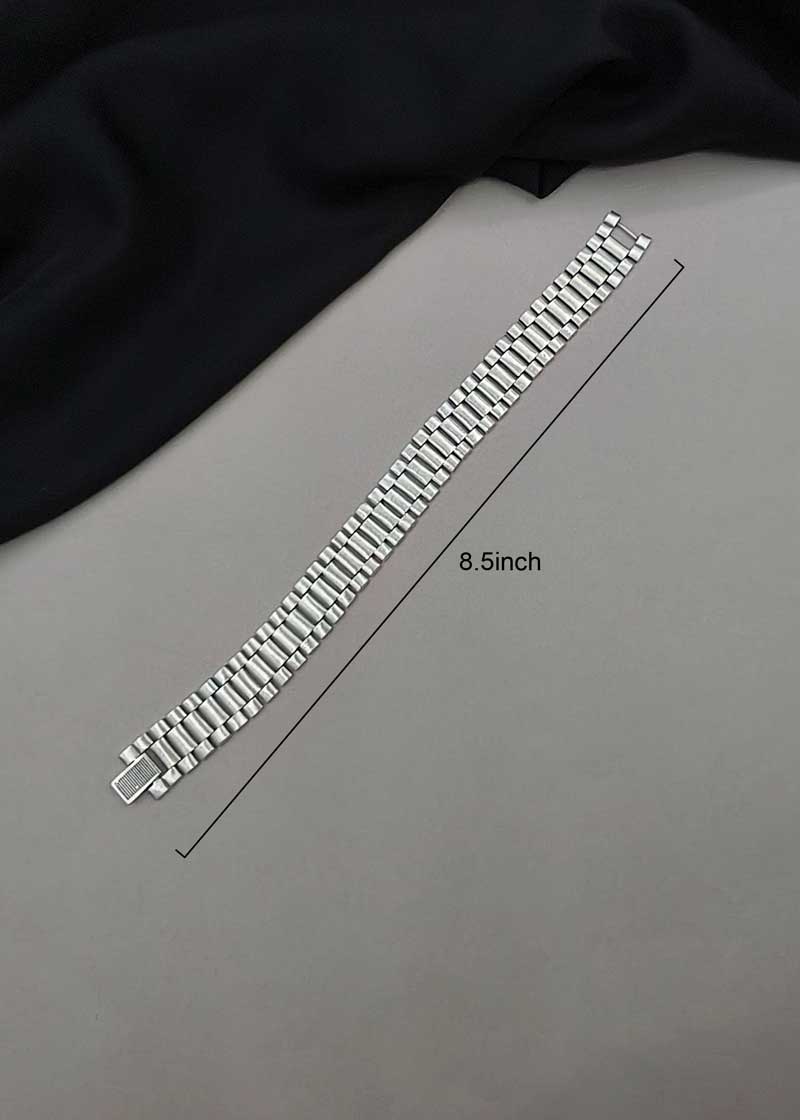 92.5 Sterling Silver Watch Style Link Bracelet For Men