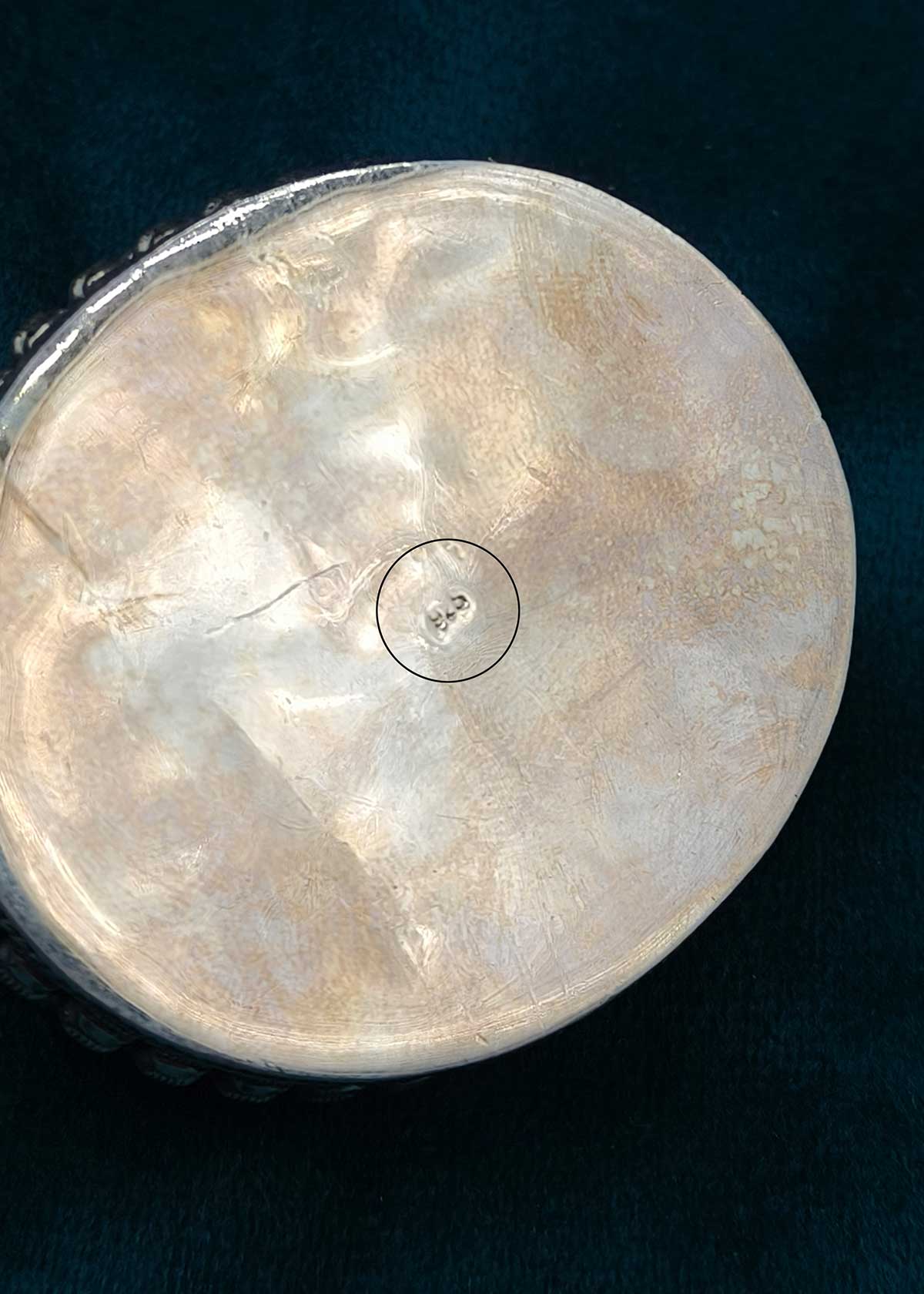 92.5 Sterling Silver Handcrafted Purple Stone Oval Sindoor / Kumkum Box