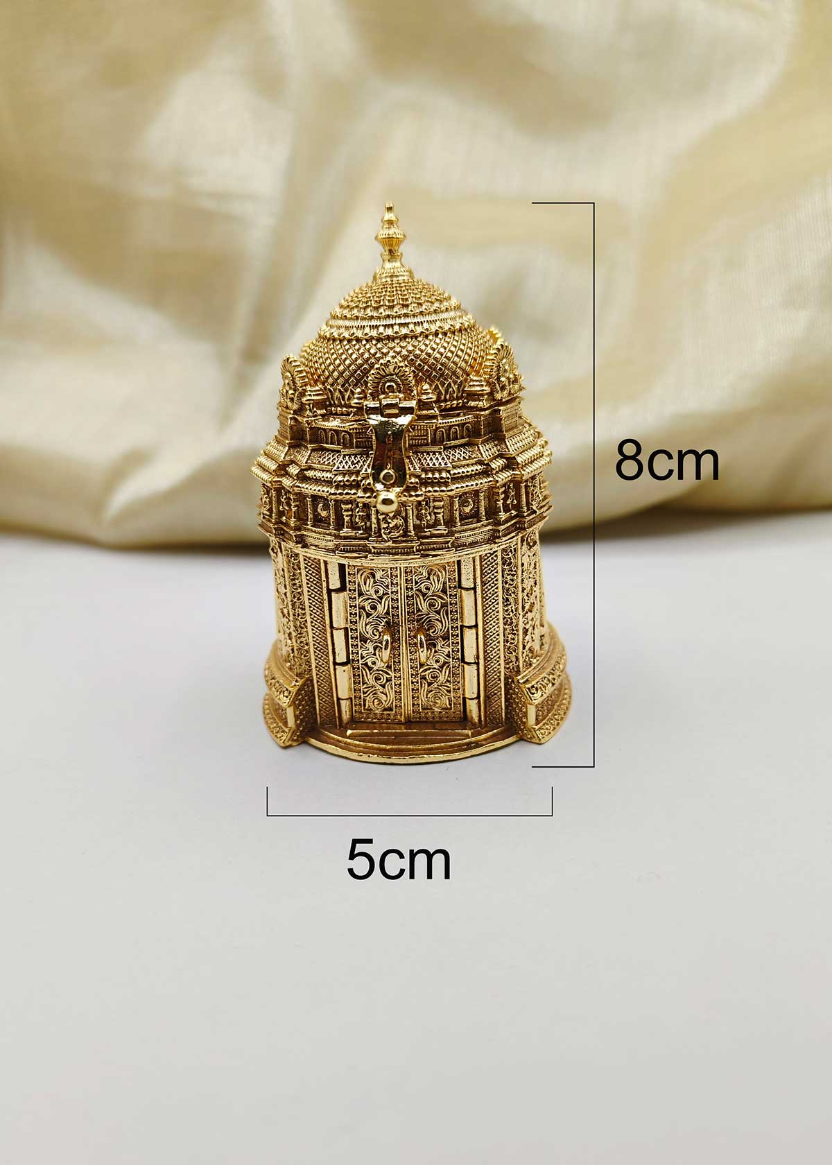 Goddess Lakshmi Temple Design Gold Plated Sindoor Box / Kumkum Box