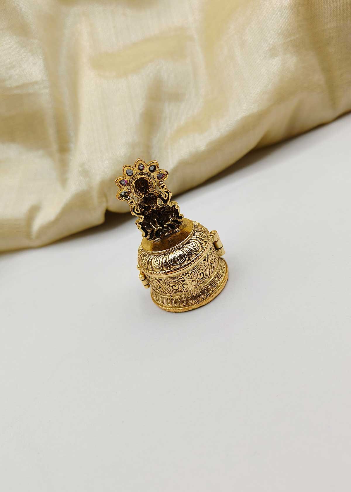 Heritage Antique Gold Plated Goddess Lakshmi Kumkum Box/ Sindoor Box