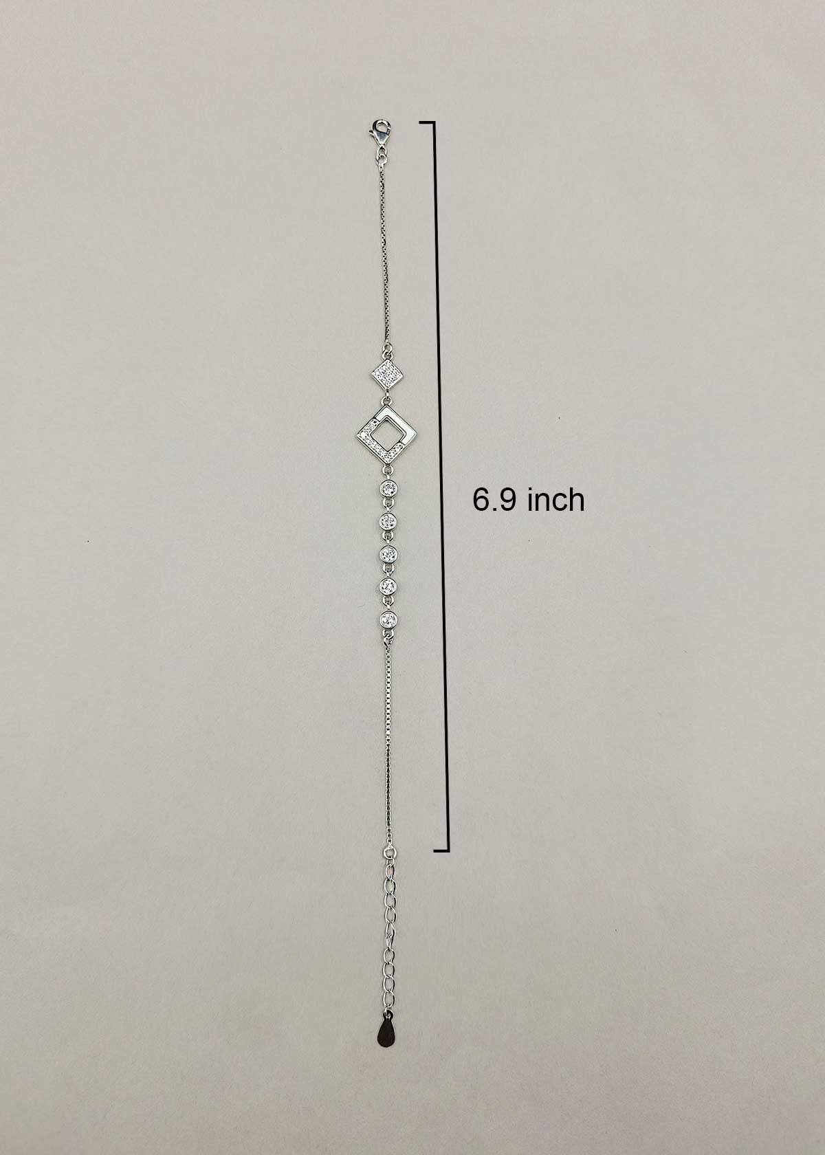 92.5 Sterling Silver Geometric Mother Of Pearl And Cubic Zircon Loose Bracelet For Women