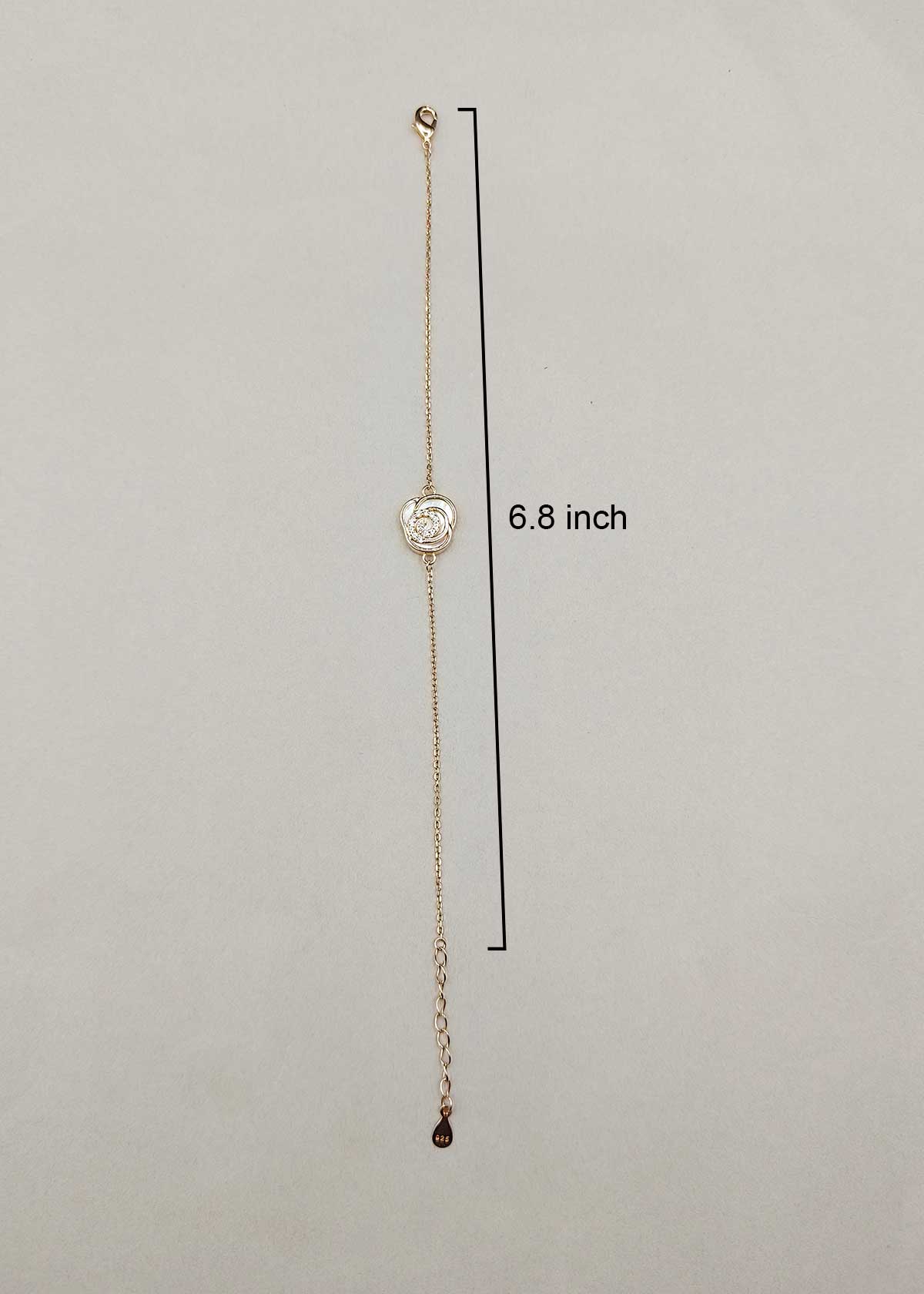 92.5 Sterling Silver Rose Gold Plated Cubic Zircon Mother Of Pearl Floral Loose Bracelet