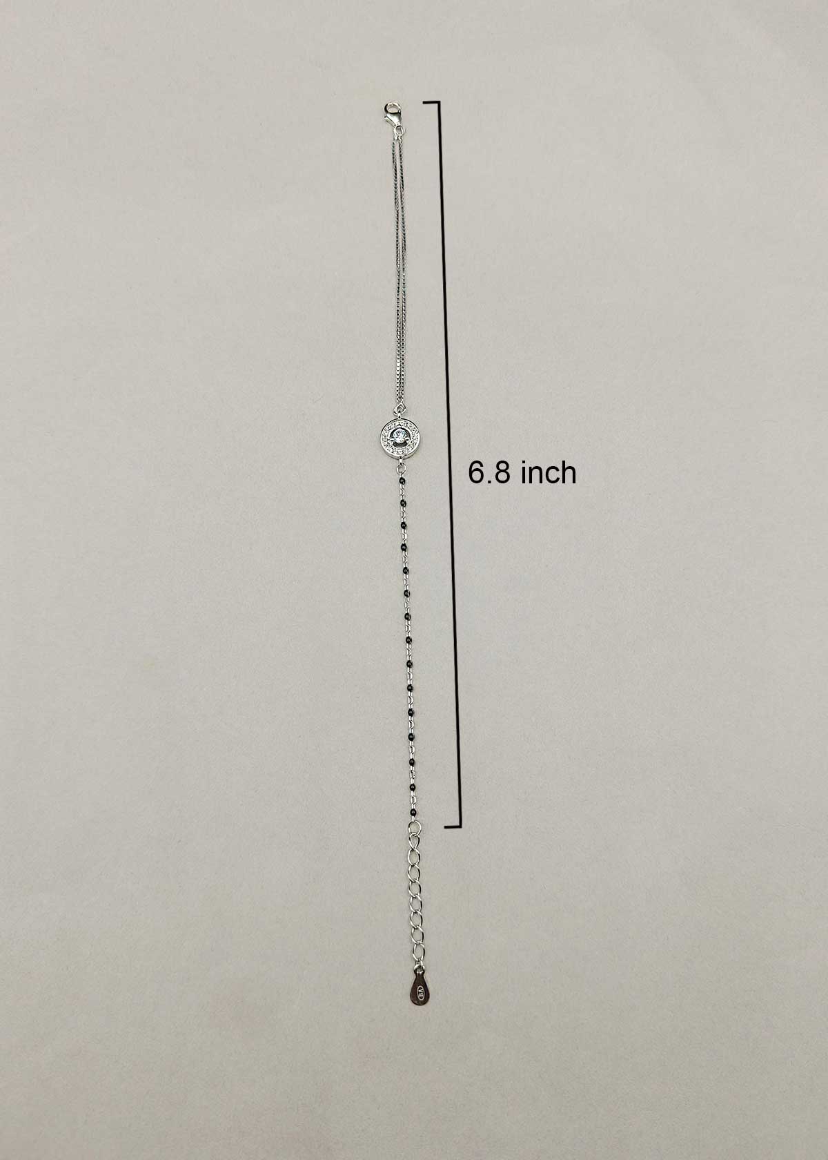 92.5 Sterling Silver Solitaire Cubic Zircon Mangalsutra Loose Bracelet For Women