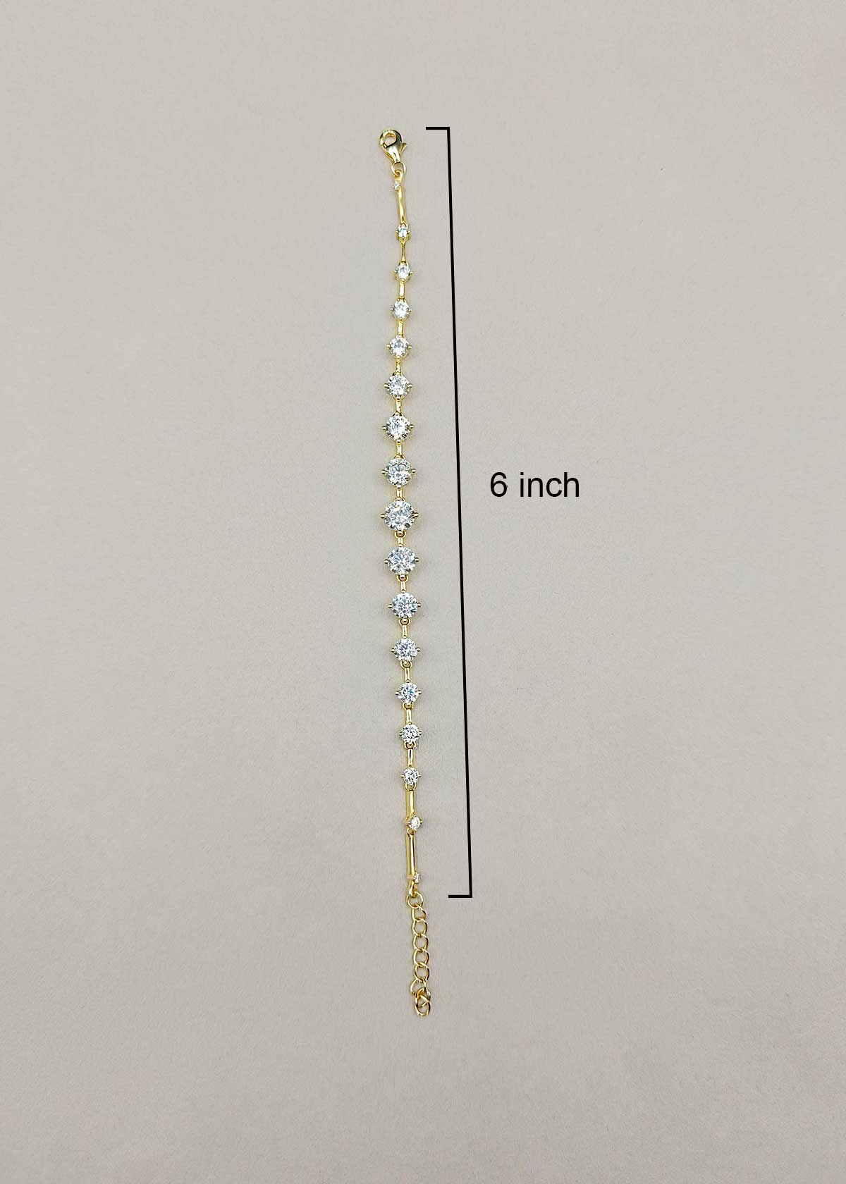 92.5 Sterling Silver Gold Plated Solitaire Diamond Style Loose Bracelet For Women