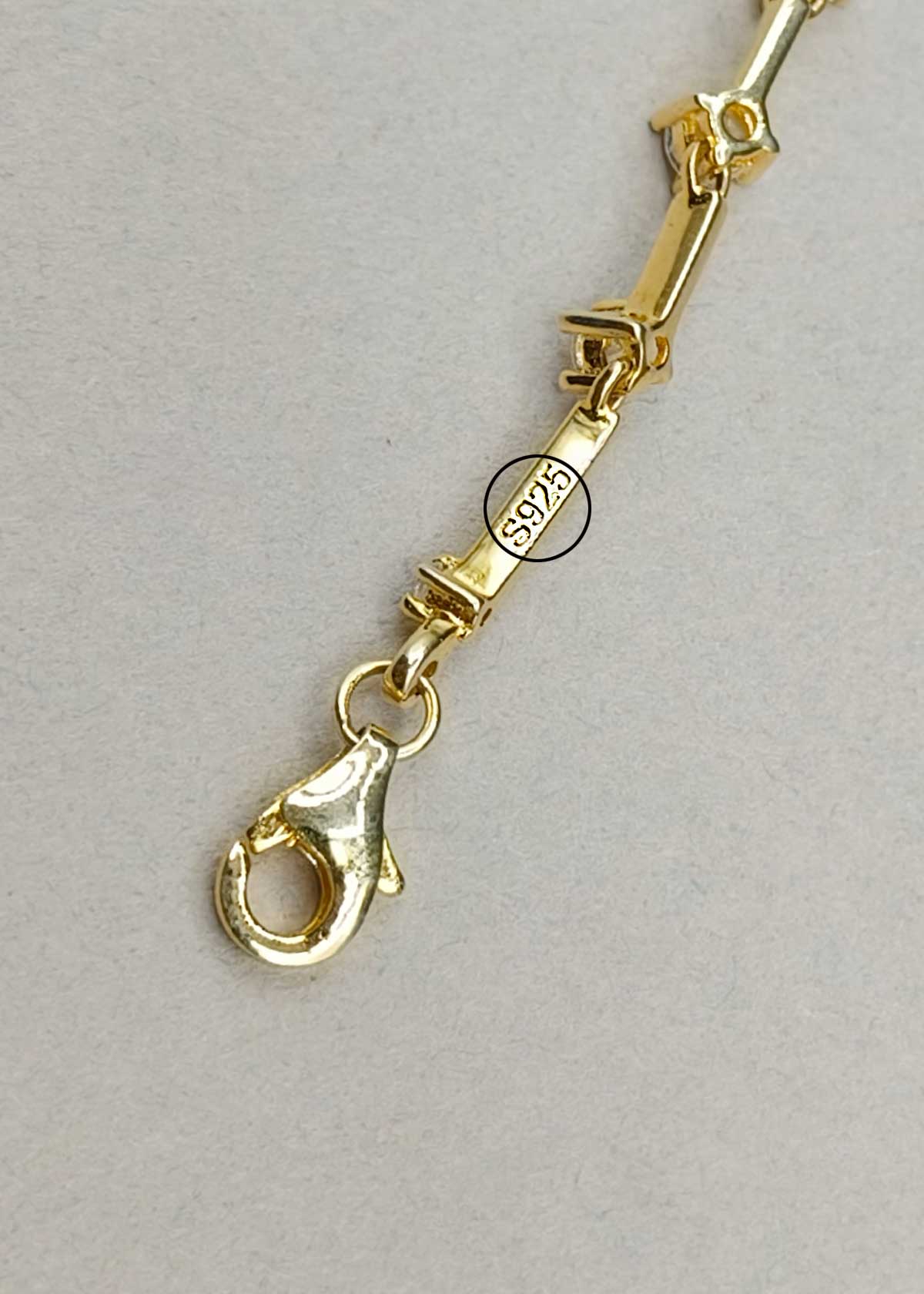 92.5 Sterling Silver Gold Plated Solitaire Diamond Style Loose Bracelet For Women