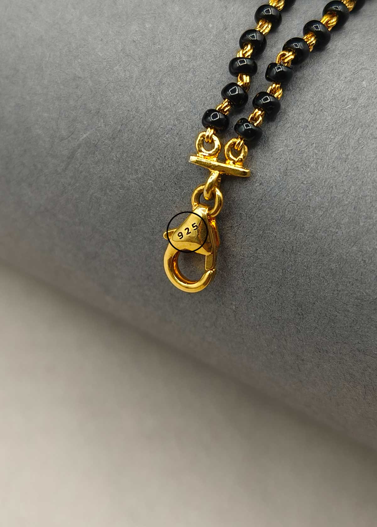 92.5 Sterling Silver Dual Tone Square Trio Design Cubic Zircon Mangalsutra Loose Bracelet