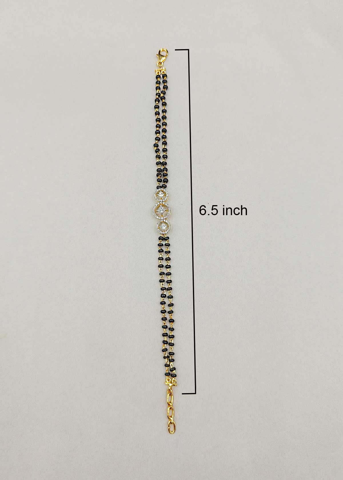 92.5 Sterling Silver Two Tone Three Circle Cubic Zircon Mangalsutra Loose Bracelet