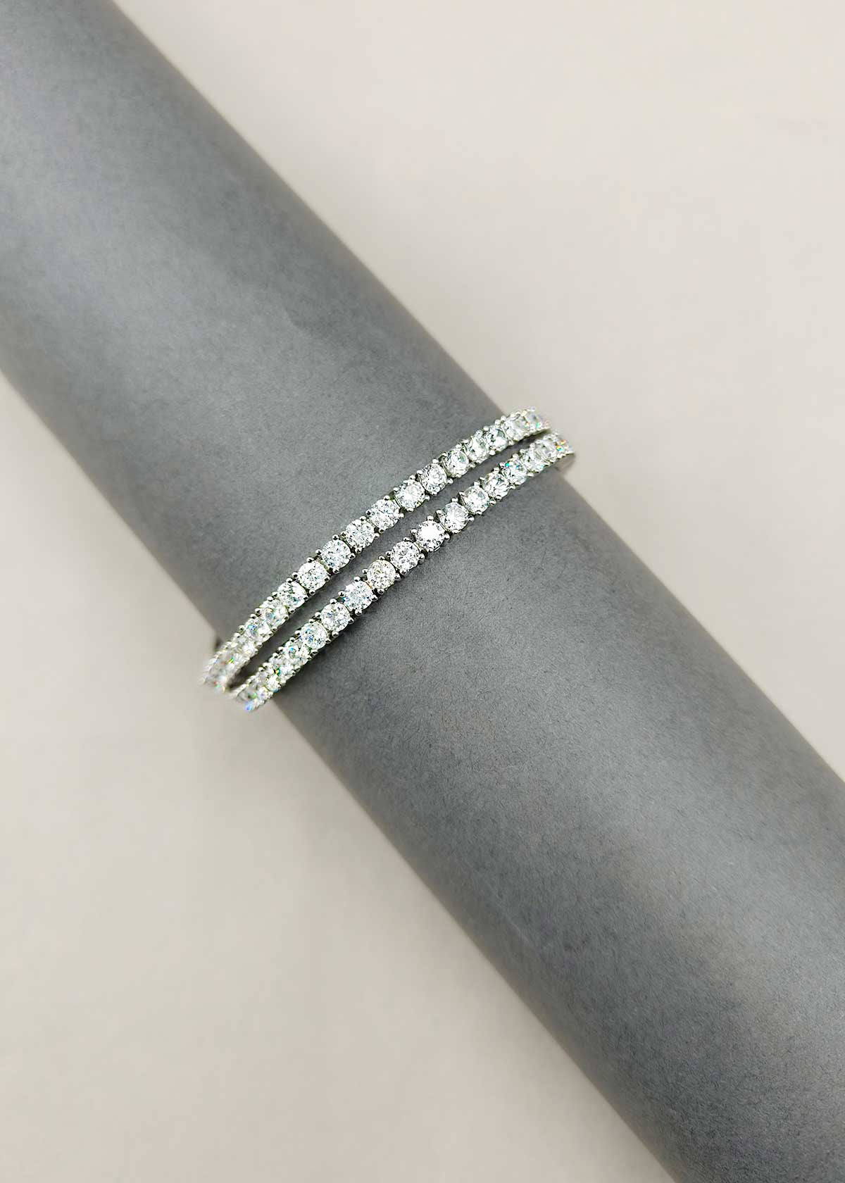Stunning Double Line Cubic Zircon Silver Plated Tennis Loose Bracelet