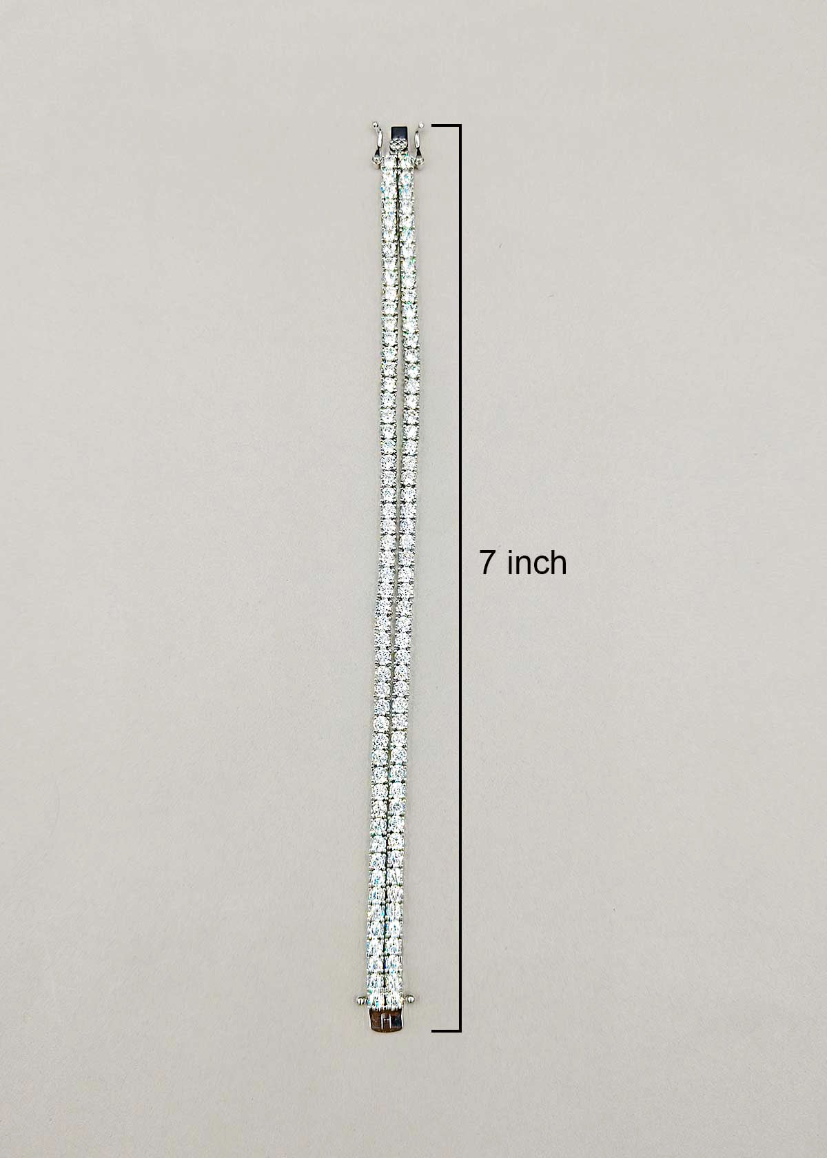 Stunning Double Line Cubic Zircon Silver Plated Tennis Loose Bracelet