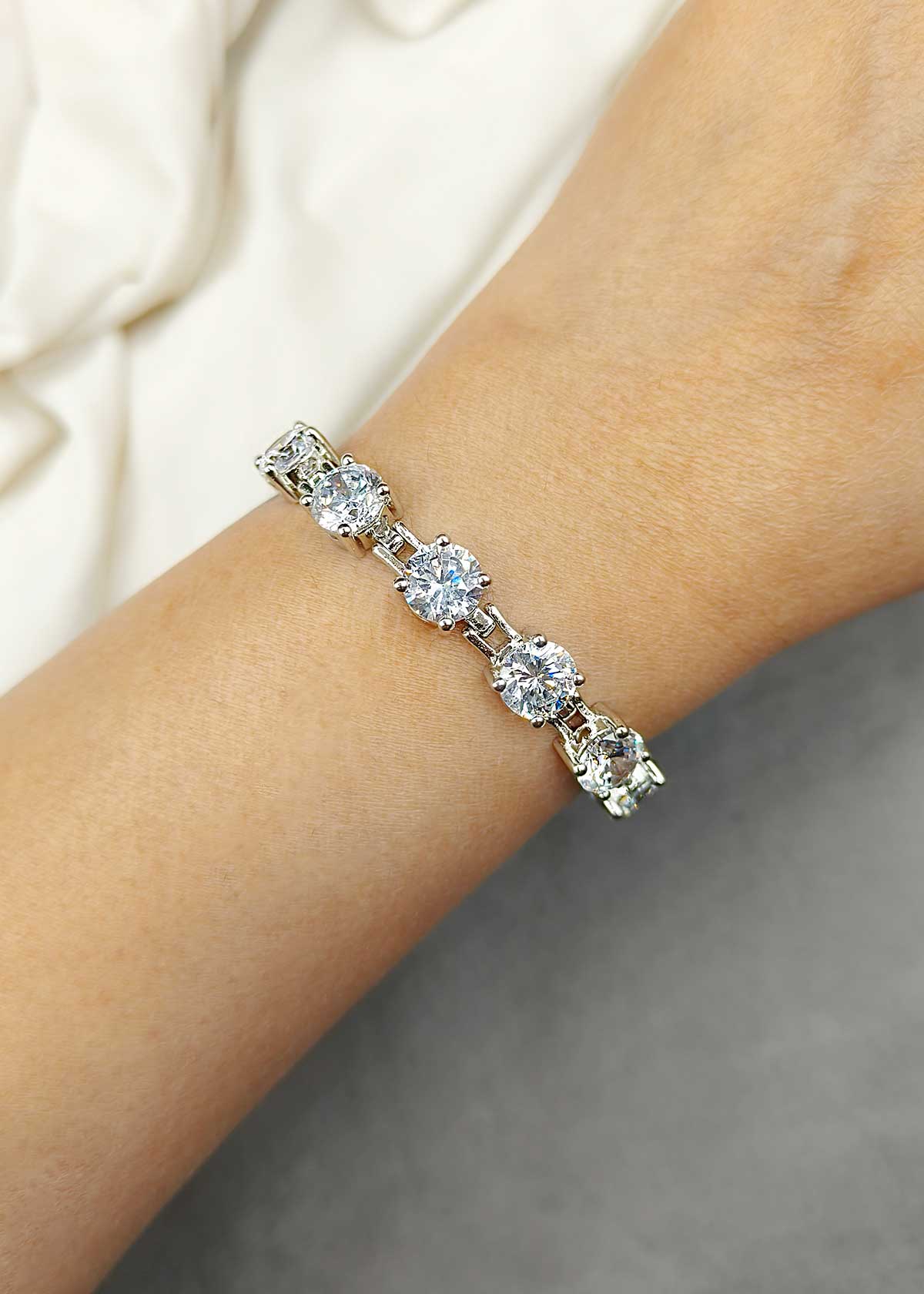 Radiant Silver Plated Solitaire Tennis Loose Bracelet For Women