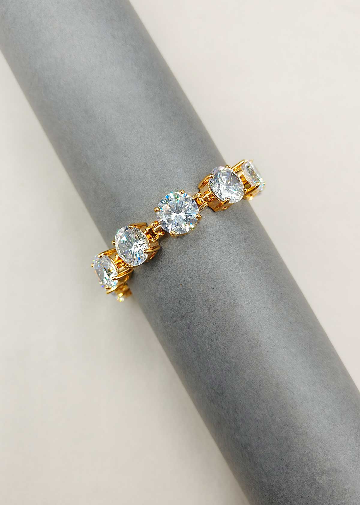 Elegant Round Cut Diamond Style Dual Tone Tennis Loose Bracelet