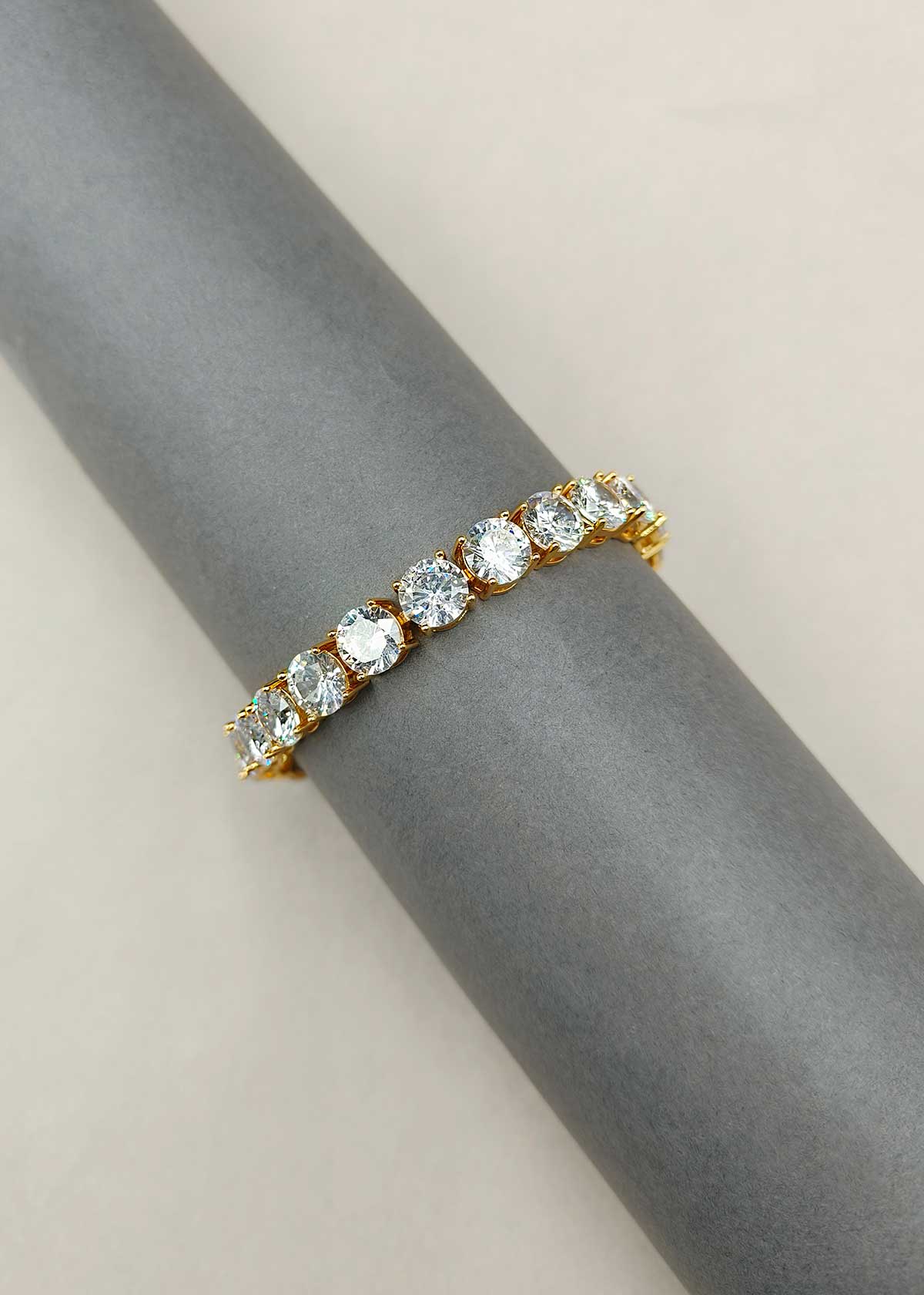 Classic Tennis Style Cubic Zircon Two Tone Loose Bracelet