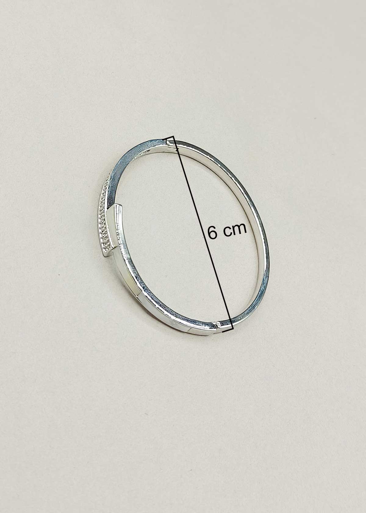 Modern Geometric Mother Of Pearl And Cubic Zircon Crossover Openable Kada Bracelet